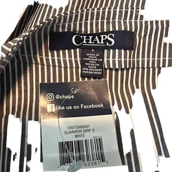 NWT! Chaps blue and white strip faux wrap skirt - Picture 3 of 10